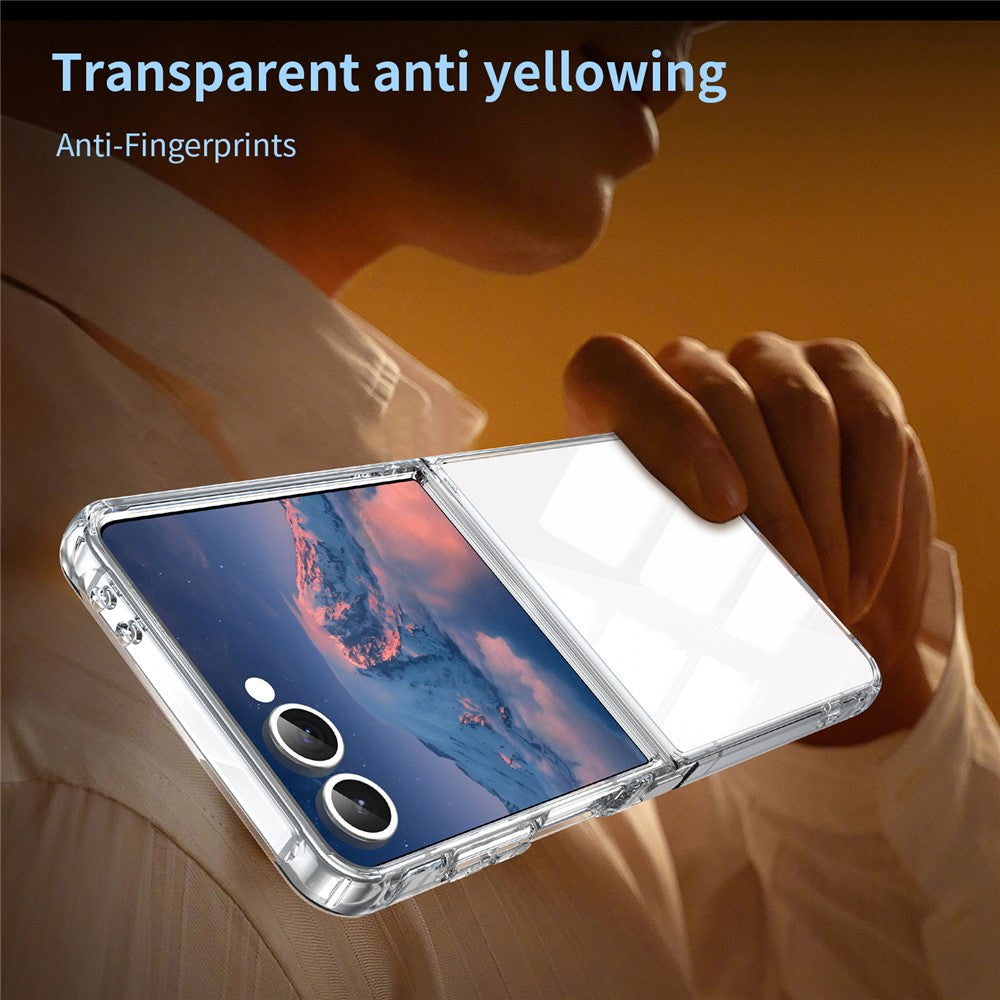 For Samsung Galaxy Z Flip7 5G Case TPU + Acrylic Phone Back Cover Anti Yellowing - Transparent