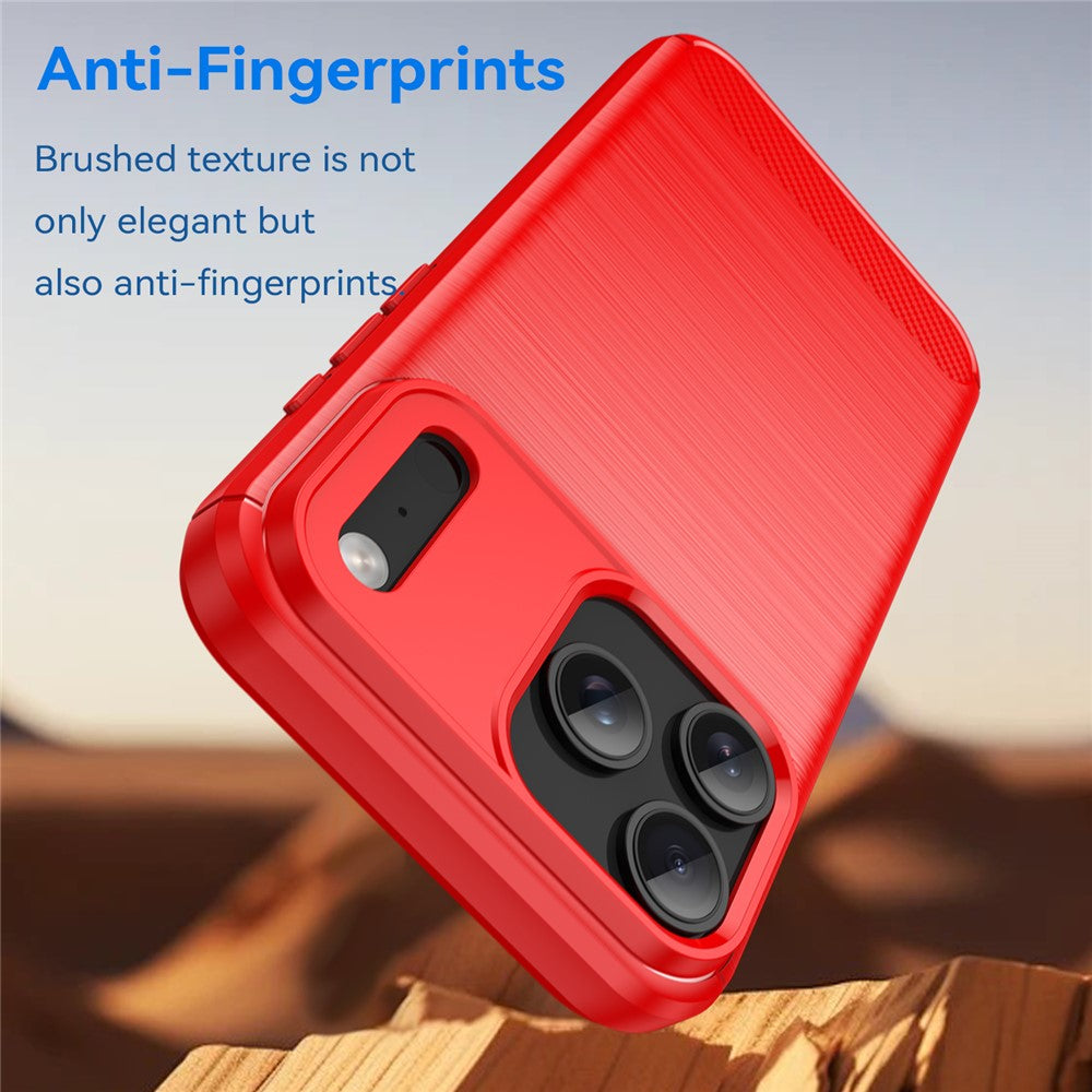 For iPhone 17 Pro Max Case Protective Phone Cover Carbon Fiber Texture Brushed - Red