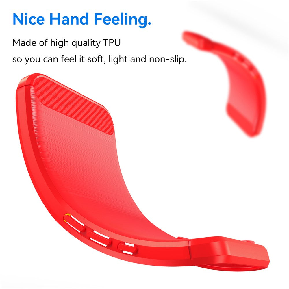For iPhone 17 Pro Max Case Protective Phone Cover Carbon Fiber Texture Brushed - Red
