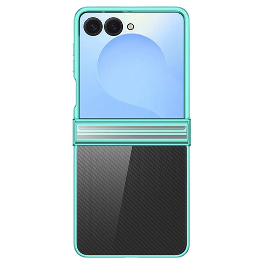 For Samsung Galaxy Z Flip7 5G Case Hinge Design Electroplating PC Clear Phone Cover - Green