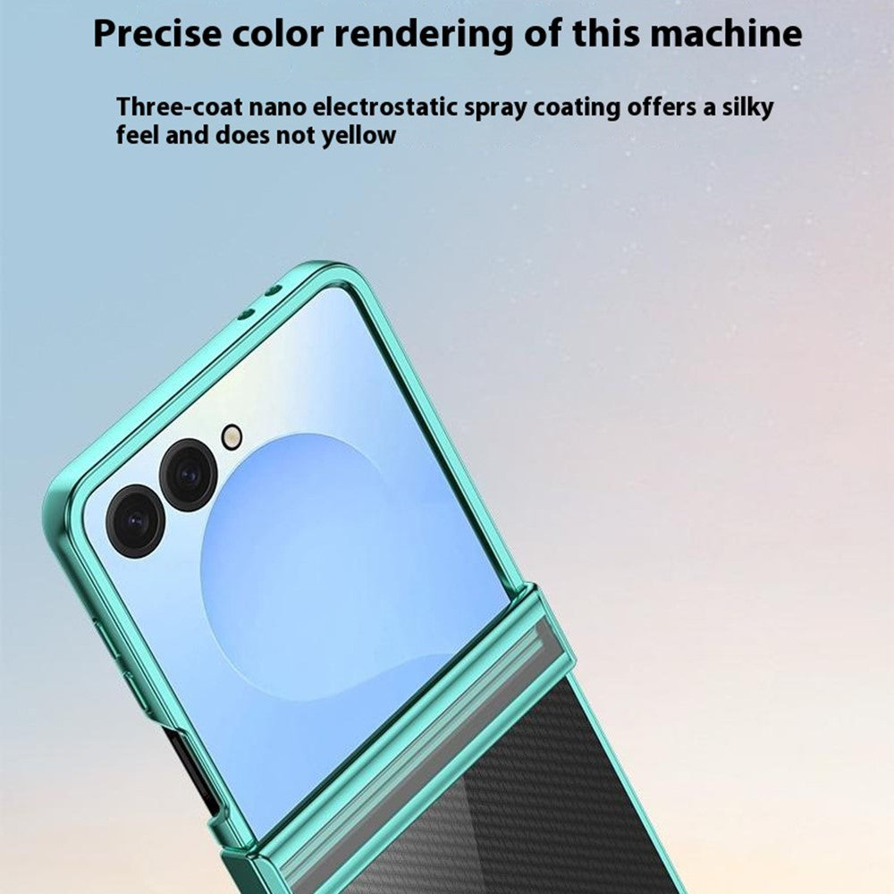 For Samsung Galaxy Z Flip7 5G Case Hinge Design Electroplating PC Clear Phone Cover - Gold