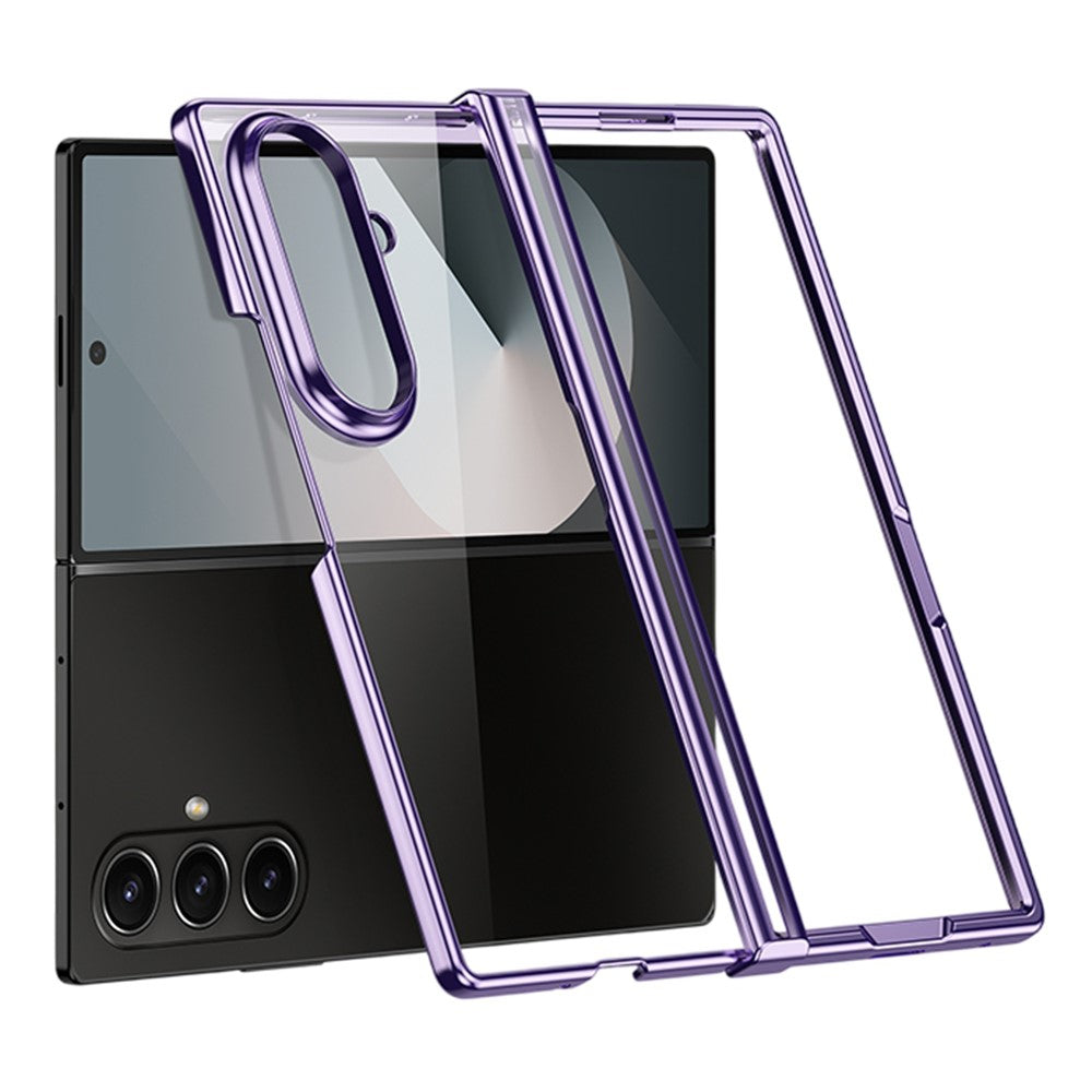 For Samsung Galaxy Z Fold7 5G Case Hinge Design Electroplating PC Clear Phone Cover - Purple