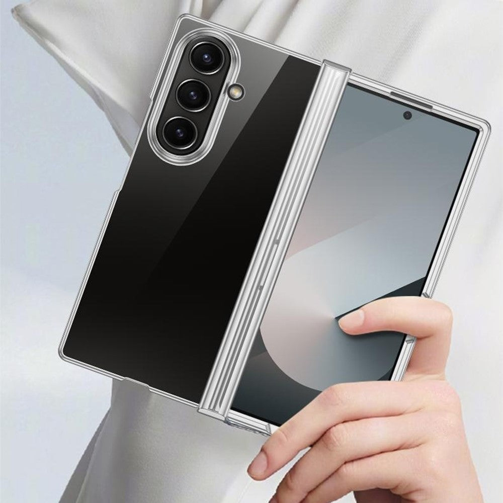 For Samsung Galaxy Z Fold7 5G Case Hinge Design Electroplating PC Clear Phone Cover - Gold