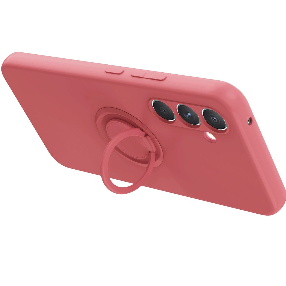 For Samsung Galaxy A17 5G Silicone Case with Strap Ring Kickstand Phone Cover - Red