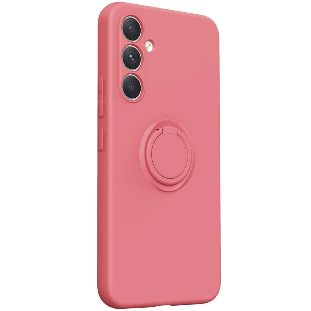 For Samsung Galaxy A17 5G Silicone Case with Strap Ring Kickstand Phone Cover - Red