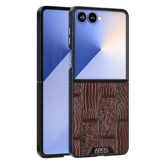 ABEEL For Samsung Galaxy Z Flip7 5G Case Compatible with MagSafe Beast Texture Micro-Embossing Back Cover - Coffee