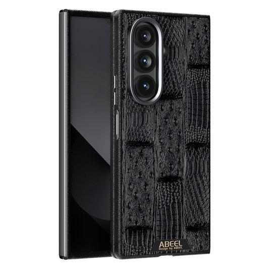 ABEEL For Samsung Galaxy Z Fold7 5G Case Compatible with MagSafe Beast Texture Micro-Embossing Back Cover - Black