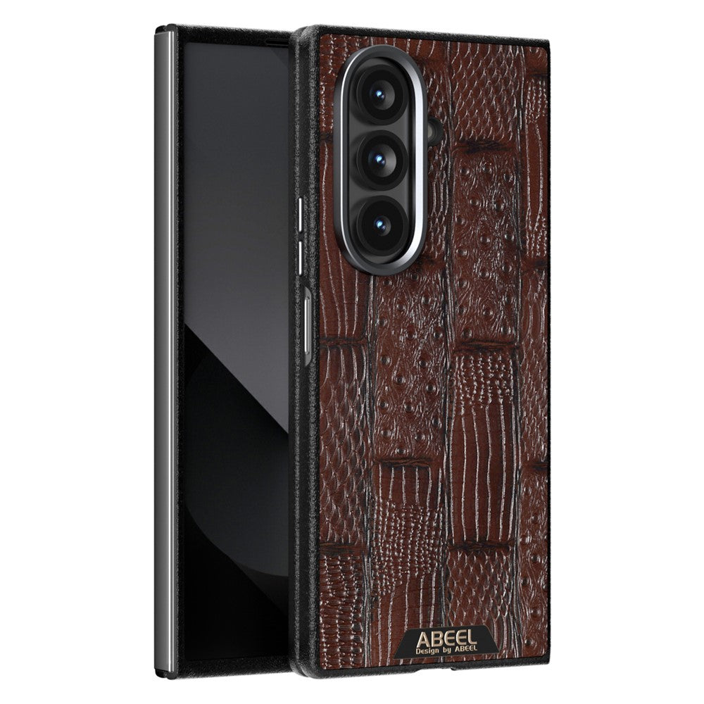 ABEEL For Samsung Galaxy Z Fold7 5G Case Compatible with MagSafe Beast Texture Micro-Embossing Back Cover - Coffee