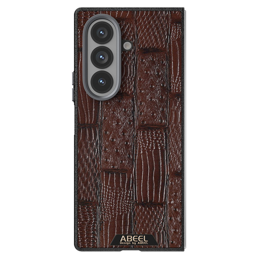 ABEEL For Samsung Galaxy Z Fold7 5G Case Compatible with MagSafe Beast Texture Micro-Embossing Back Cover - Coffee