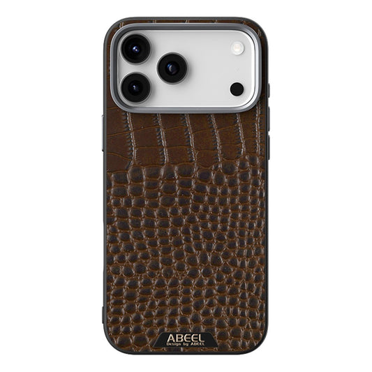 ABEEL For iPhone 17 Pro Max Case Compatible with MagSafe Crocodile Texture Micro-Embossing Back Cover - Coffee