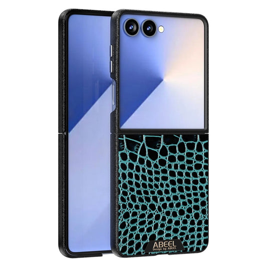 ABEEL For Samsung Galaxy Z Flip7 5G Case Compatible with MagSafe Crocodile Texture Micro-Embossing Back Cover - Green