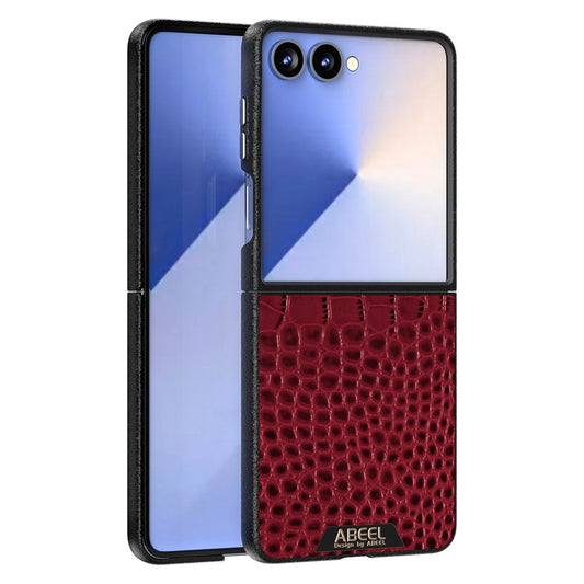 ABEEL For Samsung Galaxy Z Flip7 5G Case Compatible with MagSafe Crocodile Texture Micro-Embossing Back Cover - Red