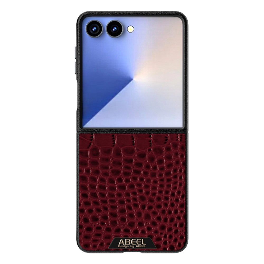 ABEEL For Samsung Galaxy Z Flip7 5G Case Compatible with MagSafe Crocodile Texture Micro-Embossing Back Cover - Red
