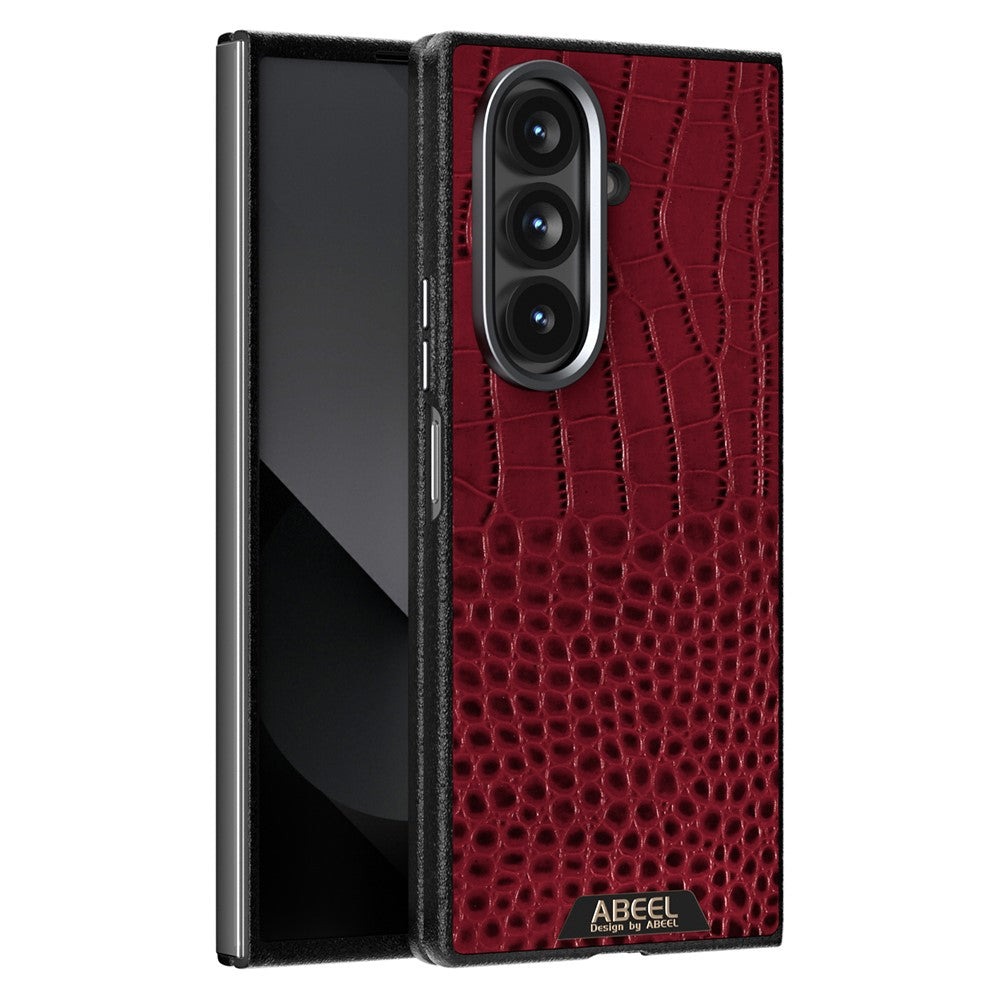 ABEEL For Samsung Galaxy Z Fold7 5G Case Compatible with MagSafe Crocodile Texture Micro-Embossing Back Cover - Red