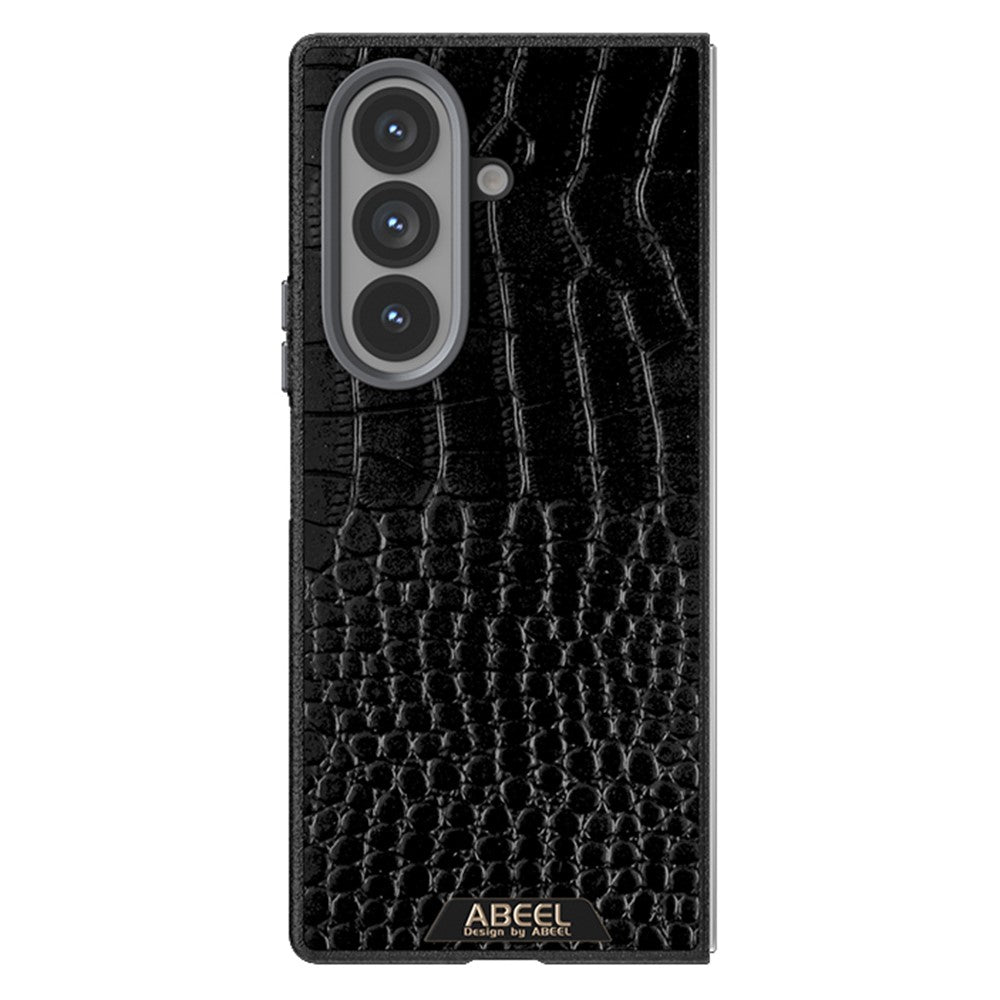 ABEEL For Samsung Galaxy Z Fold7 5G Case Compatible with MagSafe Crocodile Texture Micro-Embossing Back Cover - Black