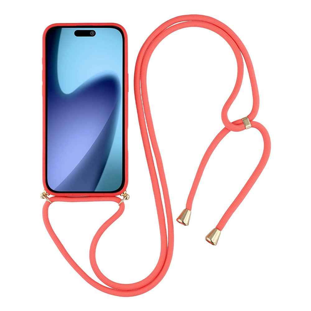 For iPhone 17 Pro Max Case Biodegradable Wheat Straw + TPU Eco-Friendly Phone Cover with Lanyard - Red