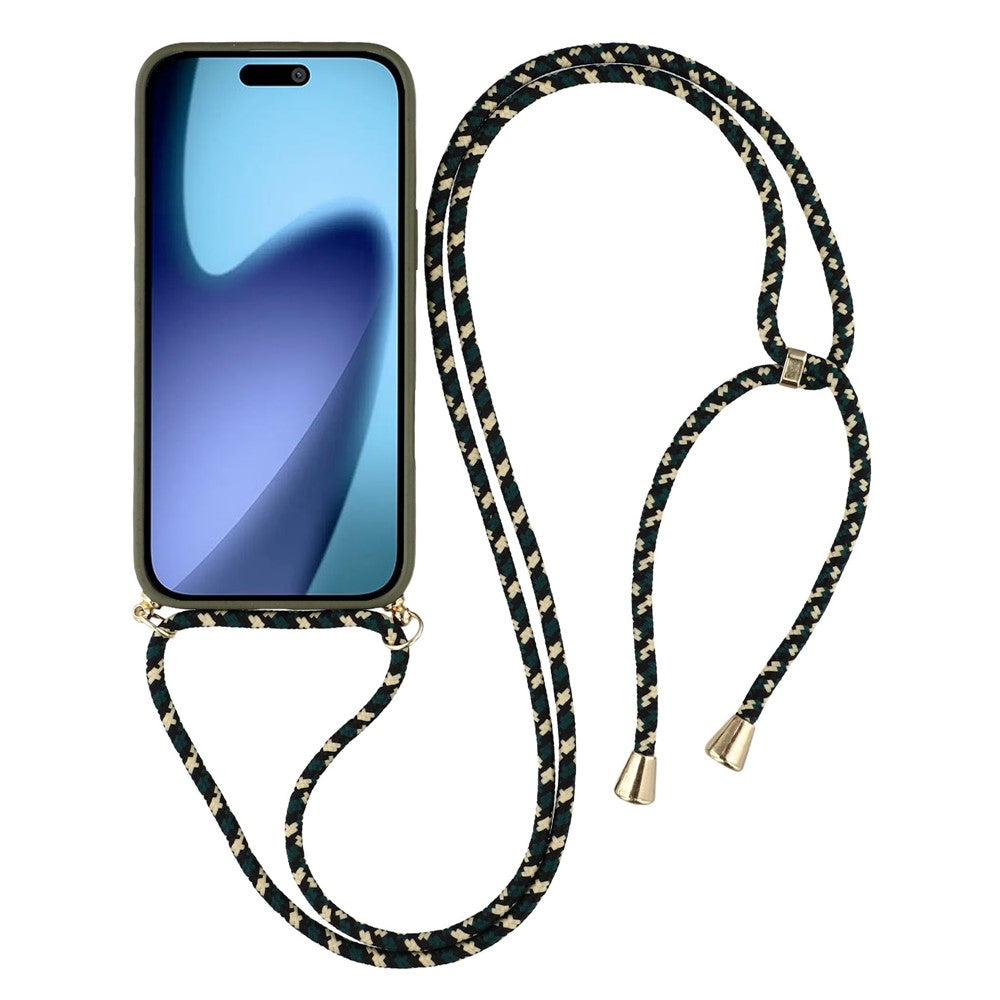 For iPhone 17 Pro Max Case Biodegradable Wheat Straw + TPU Eco-Friendly Phone Cover with Lanyard - Army Green