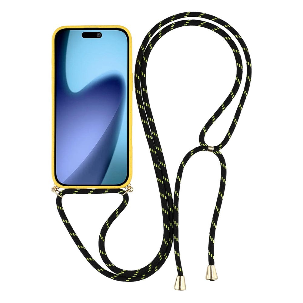 For iPhone 17 Pro Max Case Biodegradable Wheat Straw + TPU Eco-Friendly Phone Cover with Lanyard - Yellow