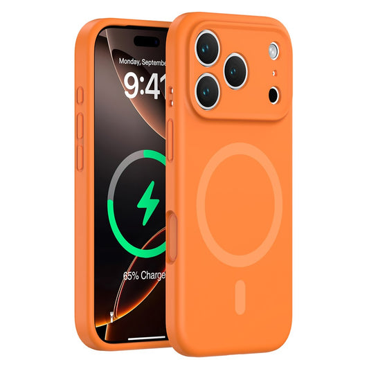 For iPhone 17 Pro Max Case Compatible with MagSafe Precision Fit PC + Liquid Silicone Protective Phone Cover - Fluorescent Orange