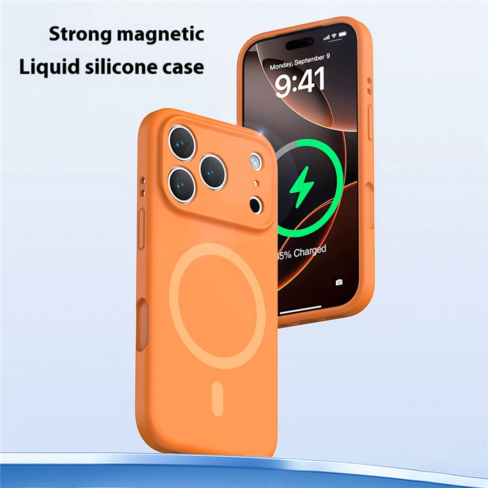 For iPhone 17 Pro Max Case Compatible with MagSafe Precision Fit PC + Liquid Silicone Protective Phone Cover - Fluorescent Rose