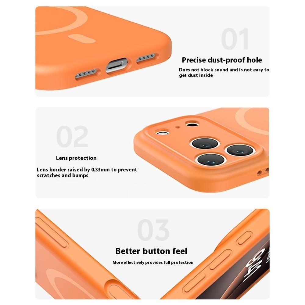 For iPhone 17 Pro Max Case Compatible with MagSafe Precision Fit PC + Liquid Silicone Protective Phone Cover - Fluorescent Rose