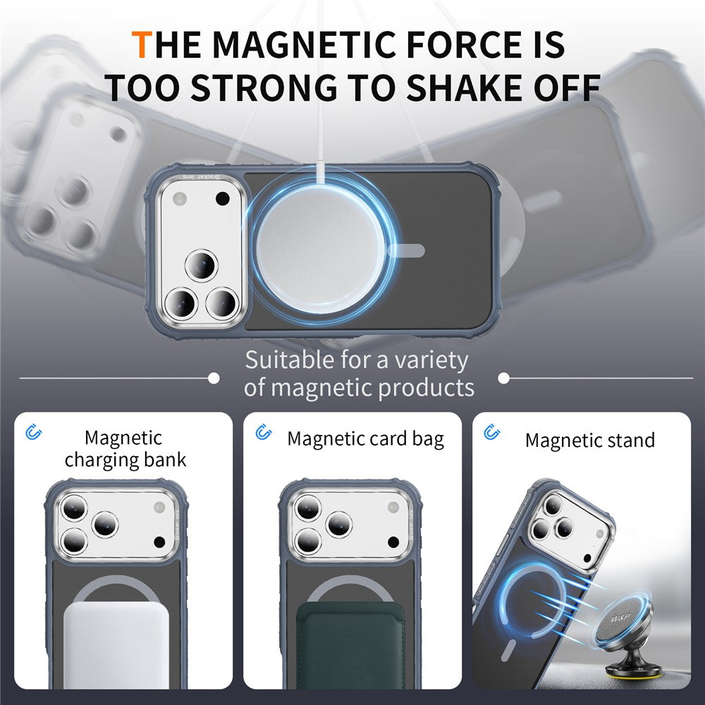 For iPhone 17 Pro Max Case with Lens Kickstand Matte Phone Back Cover Compatible with MagSafe - Grey