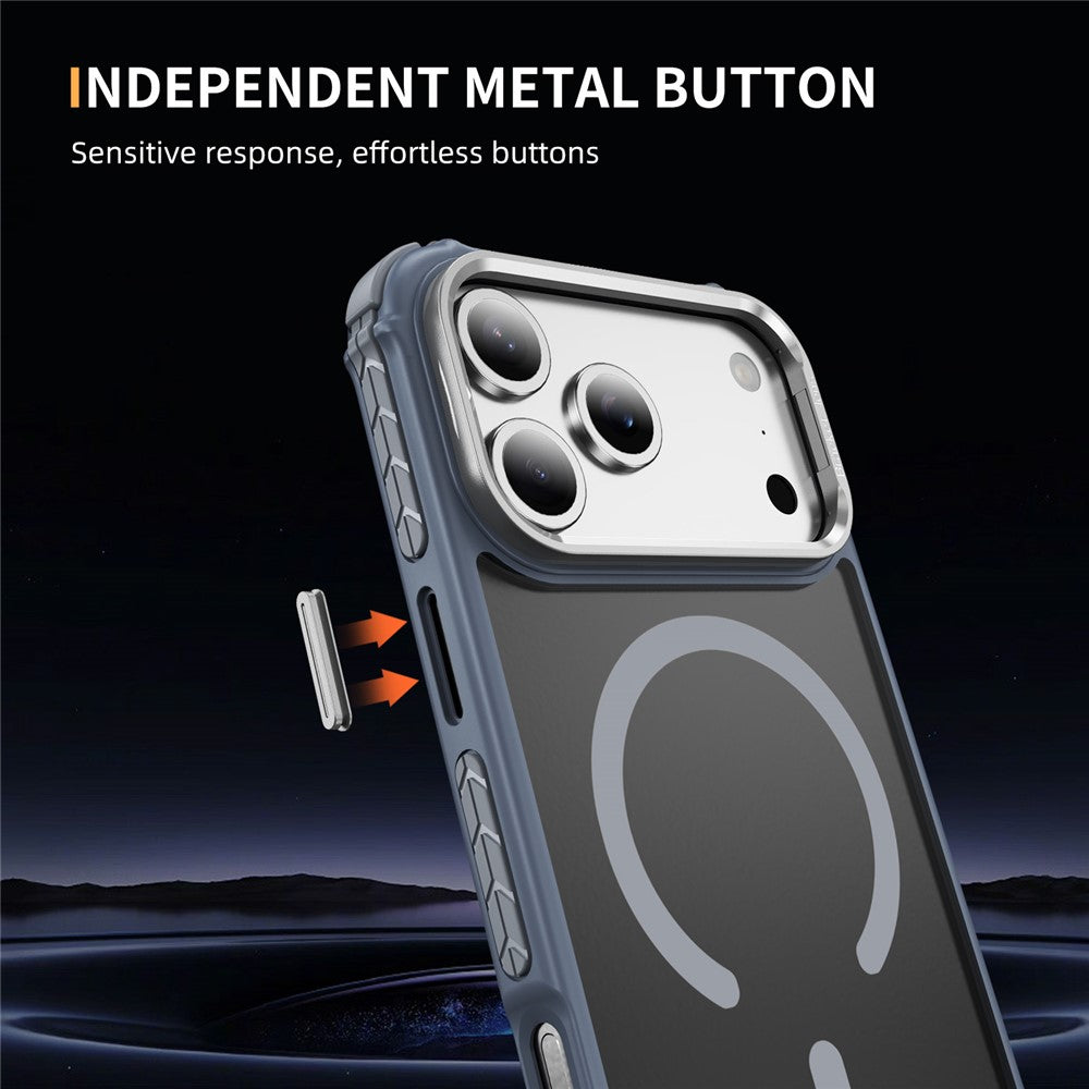 For iPhone 17 Pro Max Case with Lens Kickstand Matte Phone Back Cover Compatible with MagSafe - Grey