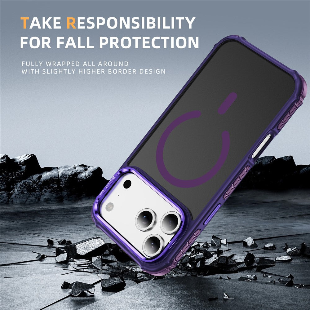 For iPhone 17 Pro Max Case with Lens Kickstand Matte Phone Back Cover Compatible with MagSafe - Purple