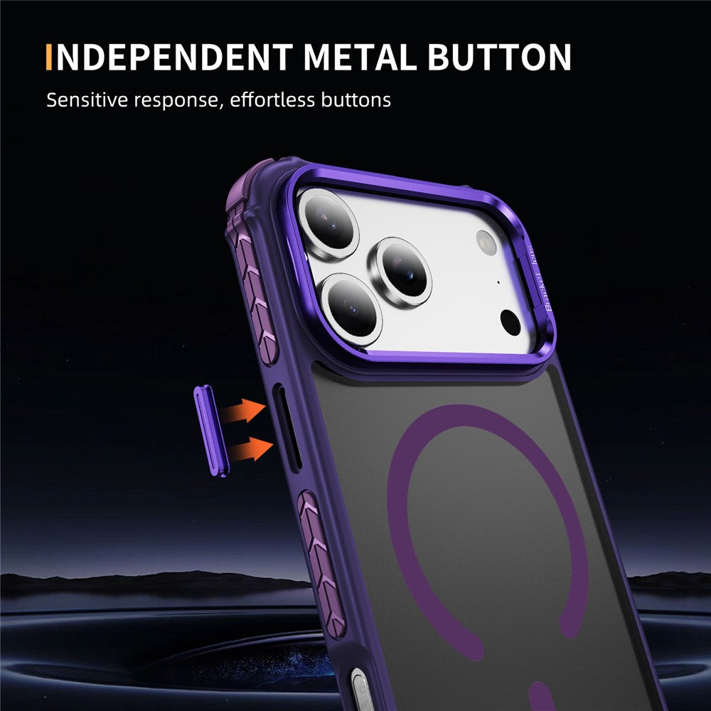 For iPhone 17 Pro Max Case with Lens Kickstand Matte Phone Back Cover Compatible with MagSafe - Purple