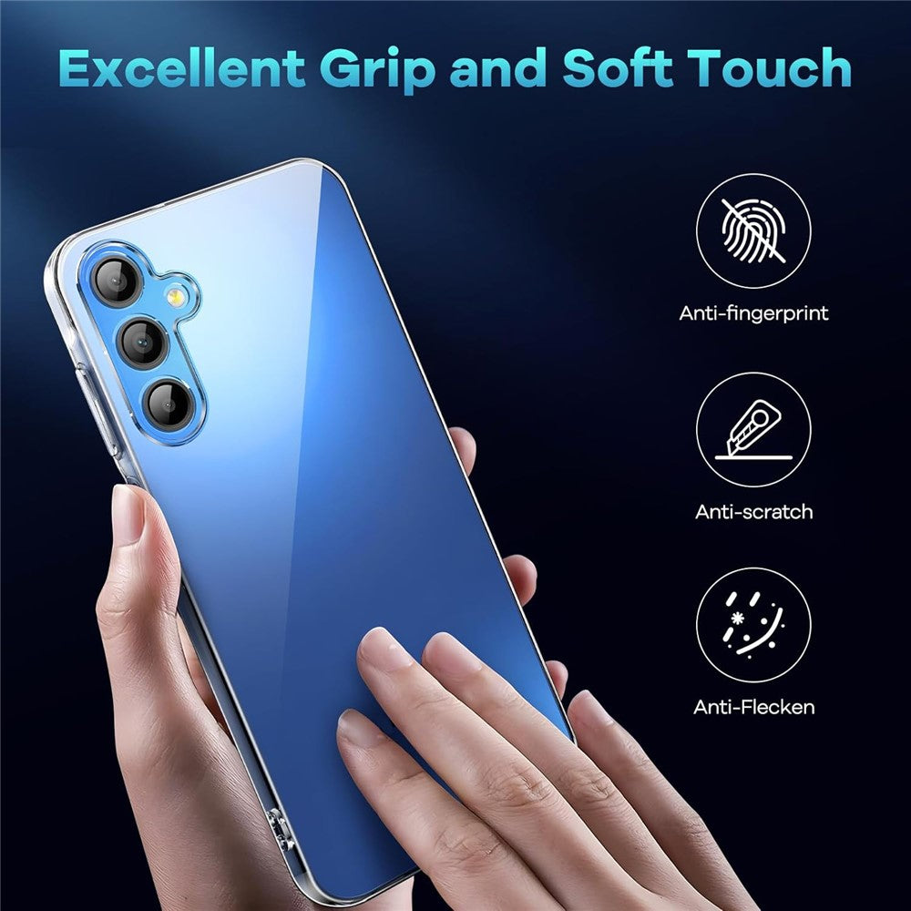 For Samsung Galaxy A17 5G Case TPU Clear Phone Cover + 2PCS Tempered Glass Screen Film 2.5D Arc Edge