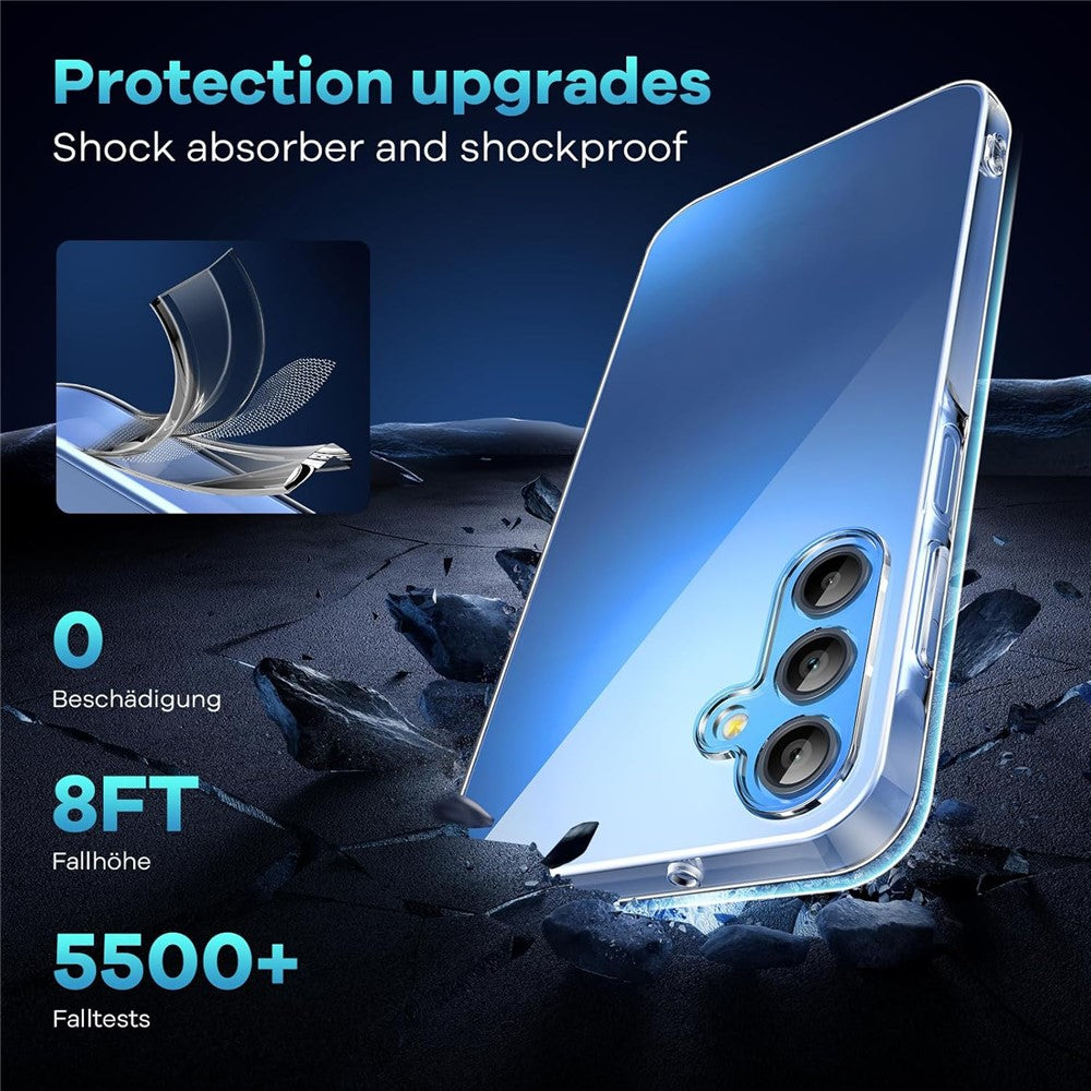 For Samsung Galaxy A17 5G Case TPU Clear Phone Cover + 2PCS Tempered Glass Screen Film 2.5D Arc Edge