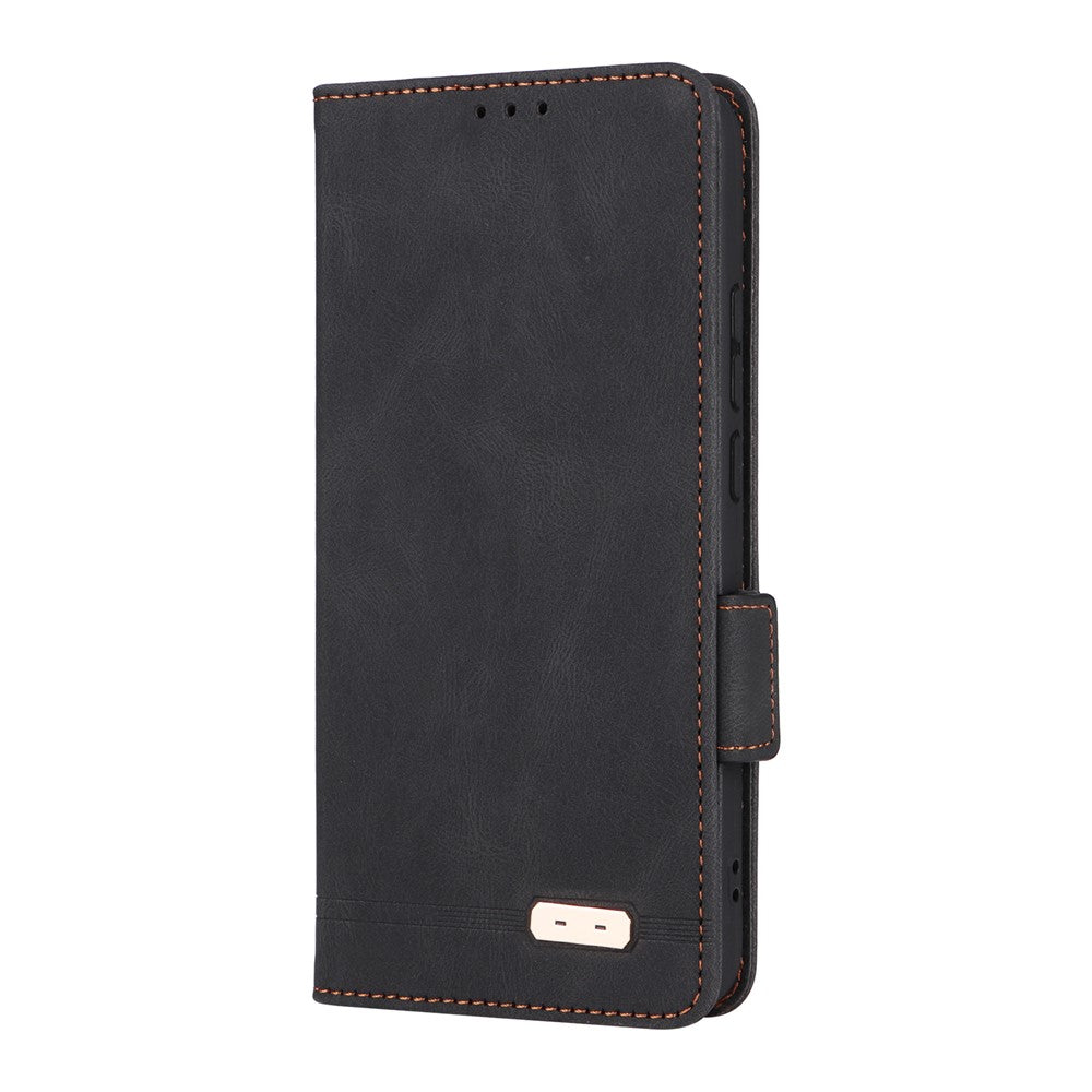 For Oppo Reno14 Pro 5G (Global) Case Leather Wallet Flip Phone Cover with Hardware Decor - Black