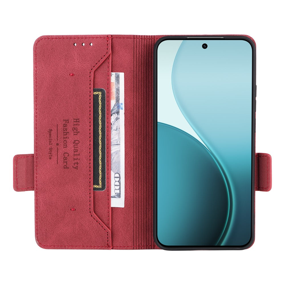 For Oppo Reno14 Pro 5G (Global) Case Leather Wallet Flip Phone Cover with Hardware Decor - Rose