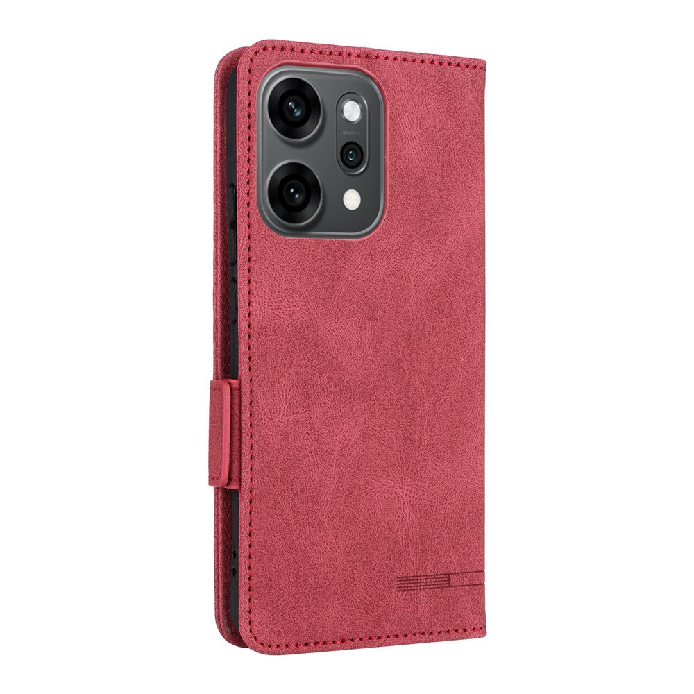 For Oppo Reno14 Pro 5G (Global) Case Leather Wallet Flip Phone Cover with Hardware Decor - Rose