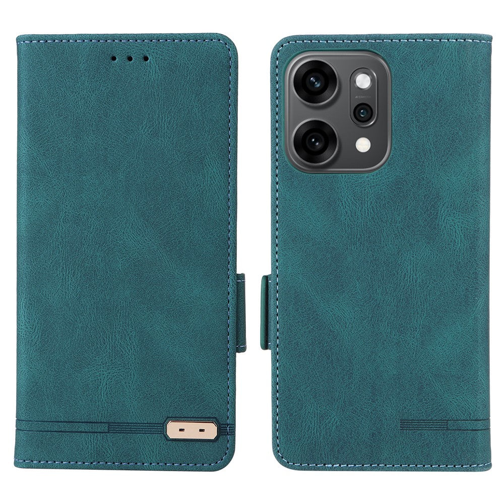 For Oppo Reno14 Pro 5G (Global) Case Leather Wallet Flip Phone Cover with Hardware Decor - Blue