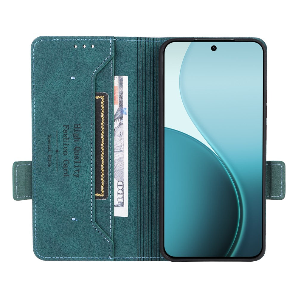 For Oppo Reno14 Pro 5G (Global) Case Leather Wallet Flip Phone Cover with Hardware Decor - Blue