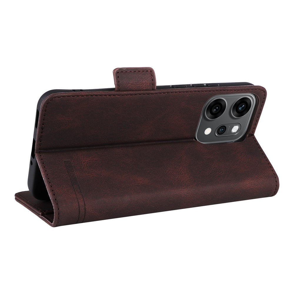 For Oppo Reno14 Pro 5G (Global) Case Leather Wallet Flip Phone Cover with Hardware Decor - Coffee