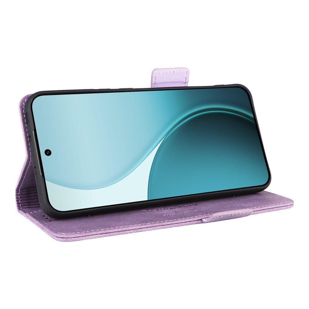 For Oppo Reno14 Pro 5G (Global) Case Leather Wallet Flip Phone Cover with Hardware Decor - Purple