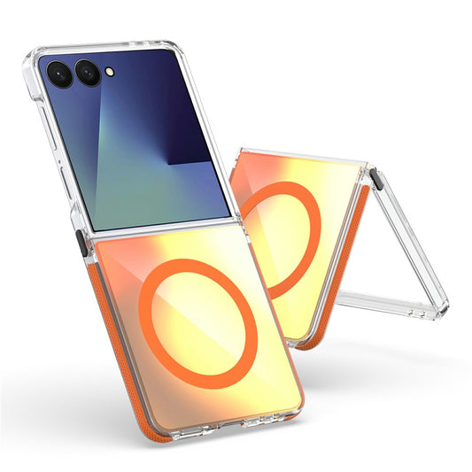 For Samsung Galaxy Z Flip7 5G Case Compatible with MagSafe Color Changing TPU Acrylic Phone Back Cover - Orange
