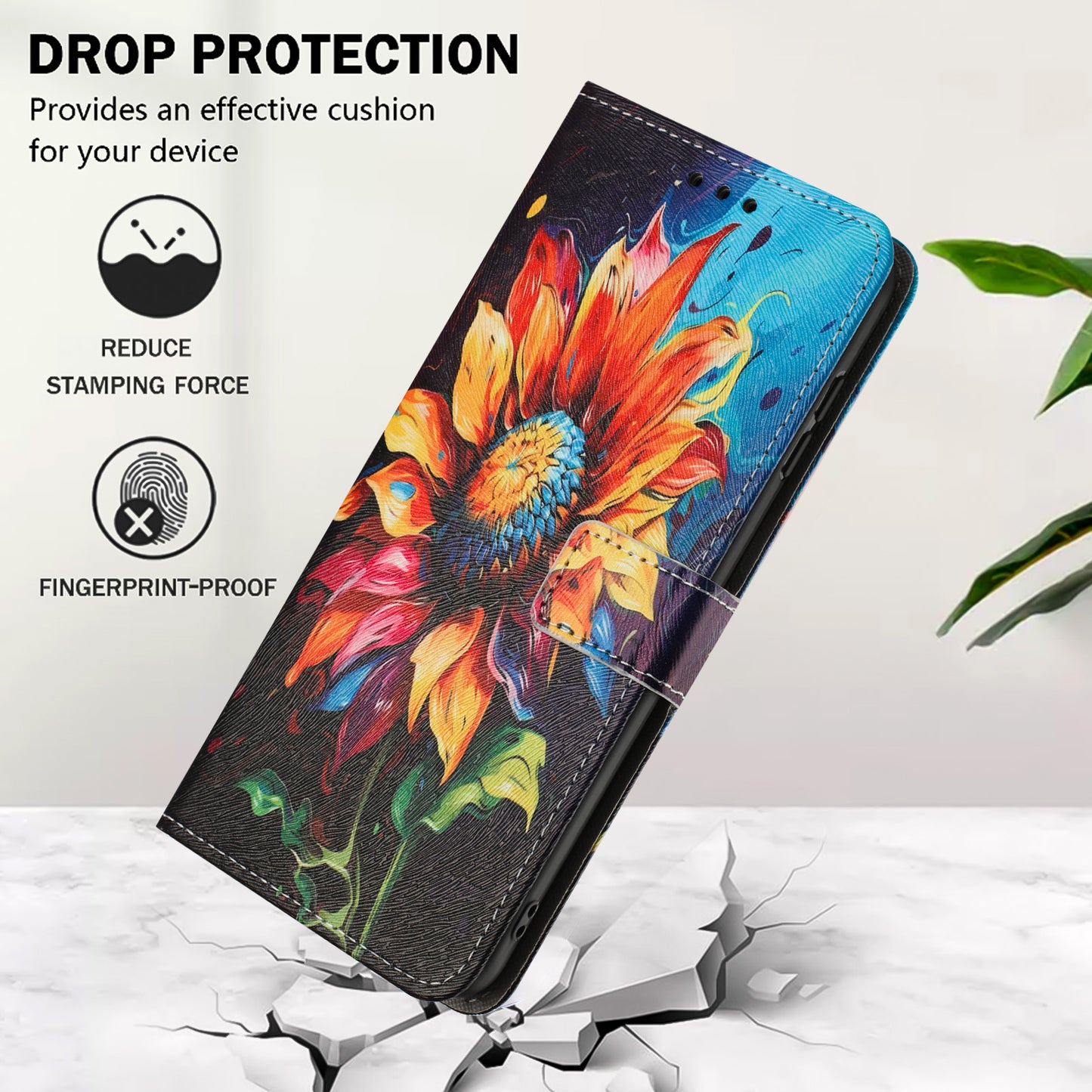 For Oppo Reno14 Pro 5G (China) / Oppo Reno14 Pro 5G (Global) Wallet Case Pattern Printing PU Leather Phone Cover with Lanyard - Sunflower