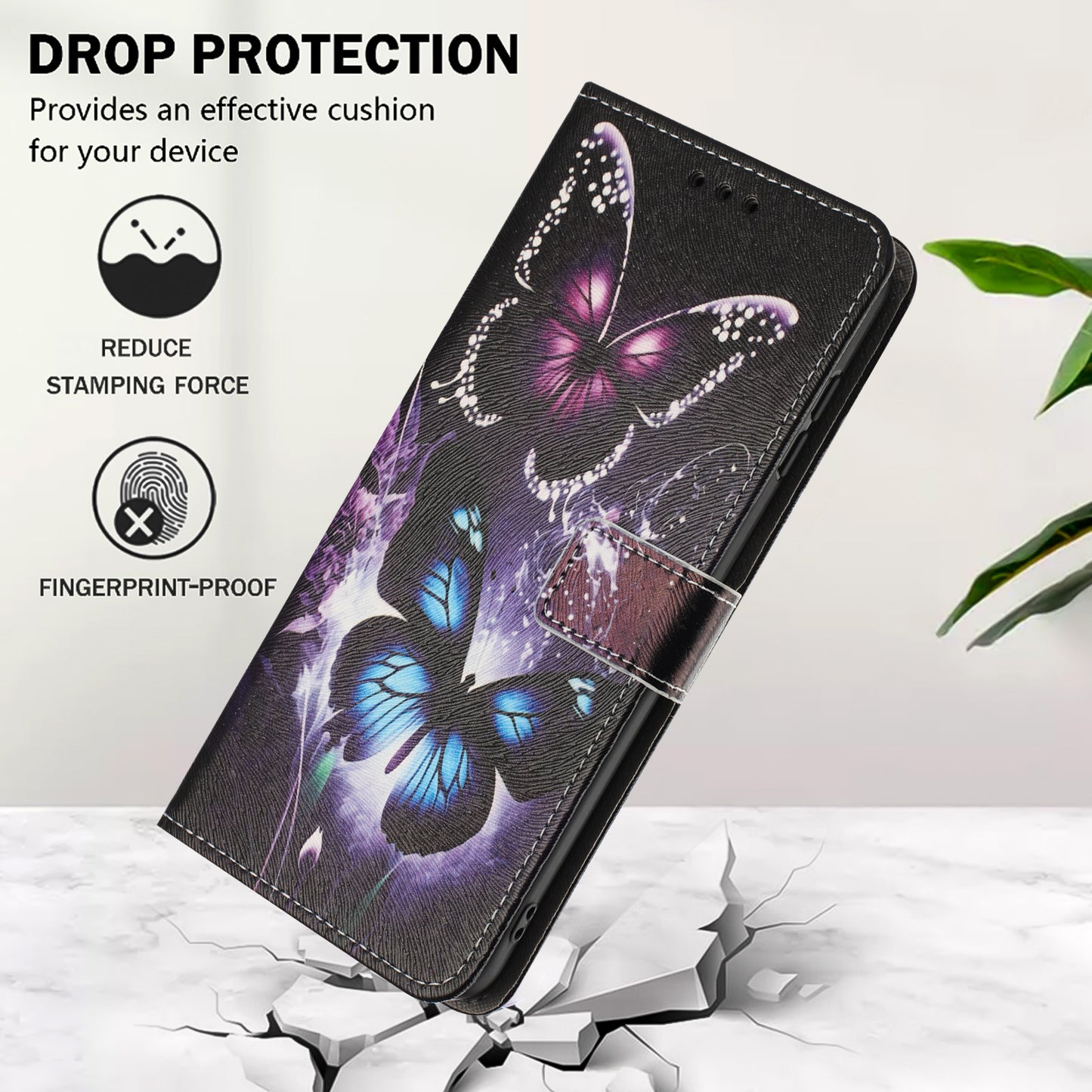 For Oppo Reno14 Pro 5G (China) / Oppo Reno14 Pro 5G (Global) Wallet Case Pattern Printing PU Leather Phone Cover with Lanyard - Two Butterflies
