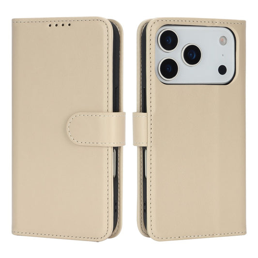 For iPhone 17 Pro Max Stand Case Shockproof Leather Wallet Phone Cover - Beige