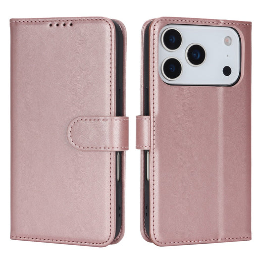 For iPhone 17 Pro Max Stand Case Shockproof Leather Wallet Phone Cover - Rose Gold