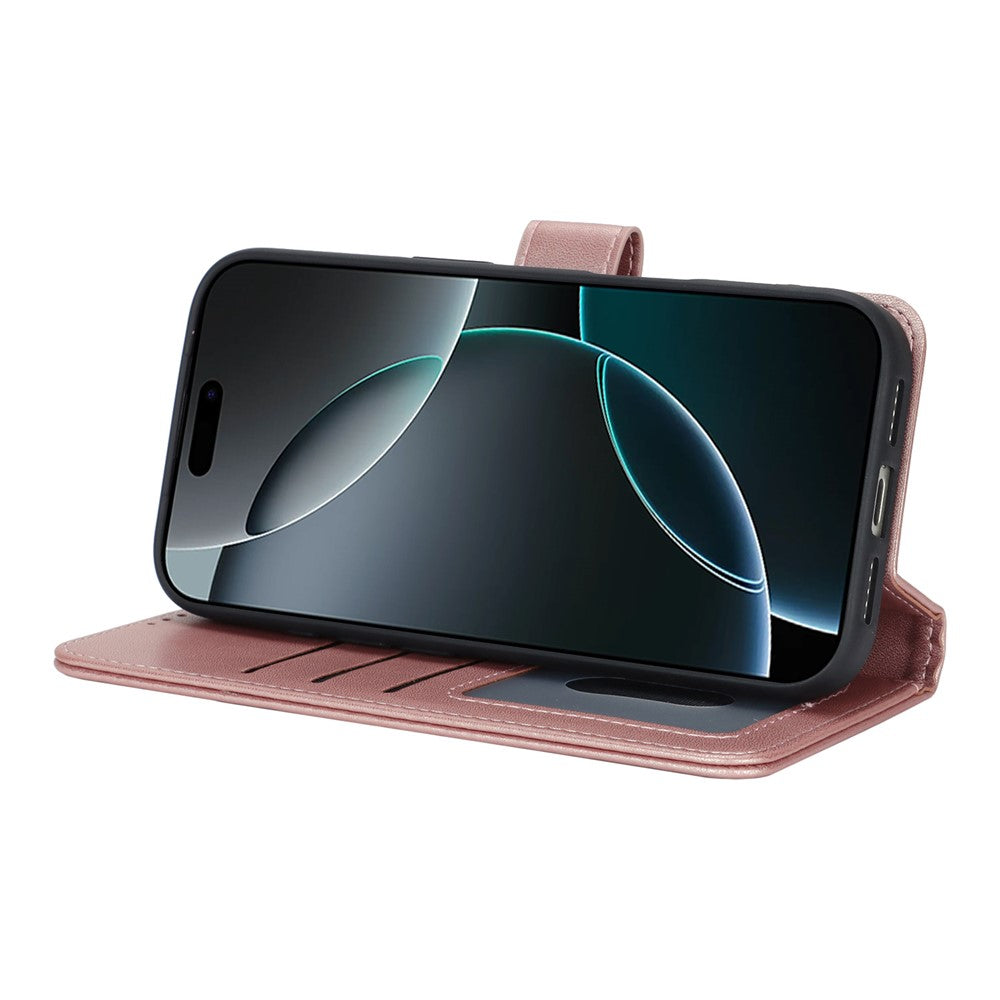 For iPhone 17 Pro Max Stand Case Shockproof Leather Wallet Phone Cover - Rose Gold