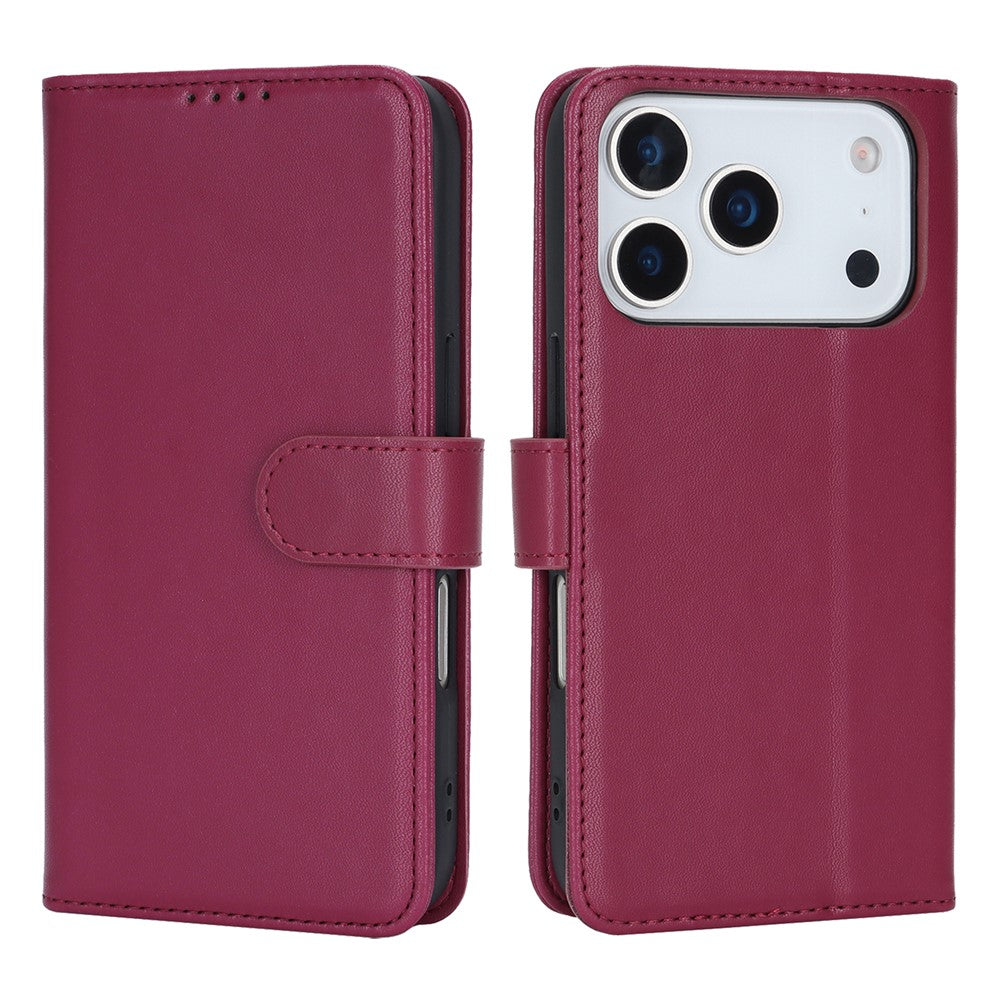 For iPhone 17 Pro Max Stand Case Shockproof Leather Wallet Phone Cover - Red