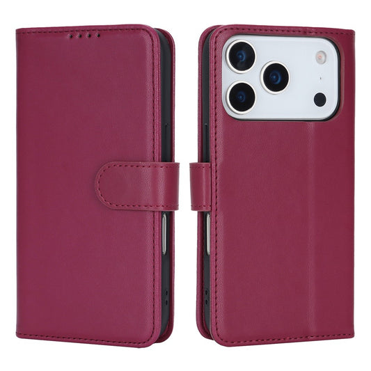 For iPhone 17 Pro Max Stand Case Shockproof Leather Wallet Phone Cover - Red