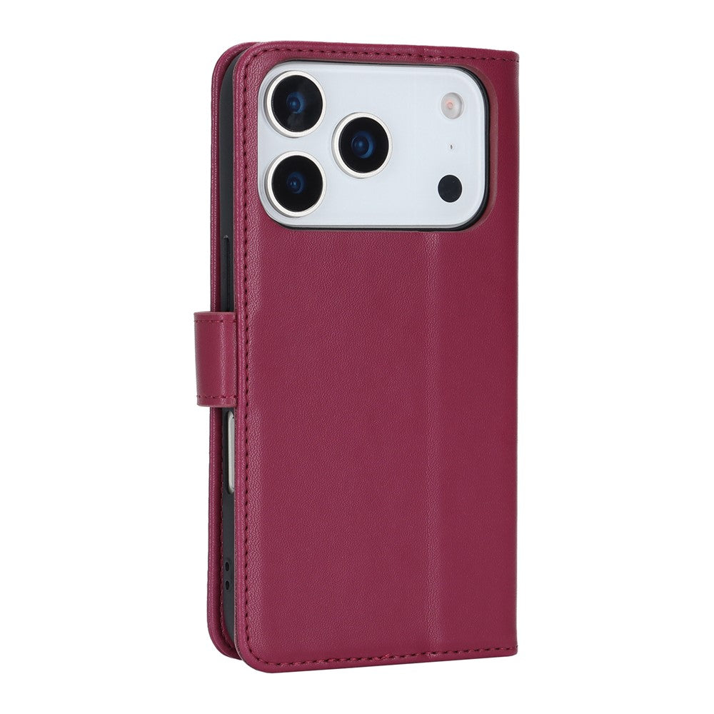 For iPhone 17 Pro Max Stand Case Shockproof Leather Wallet Phone Cover - Red