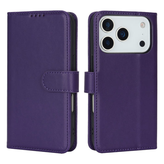 For iPhone 17 Pro Max Stand Case Shockproof Leather Wallet Phone Cover - Dark Purple