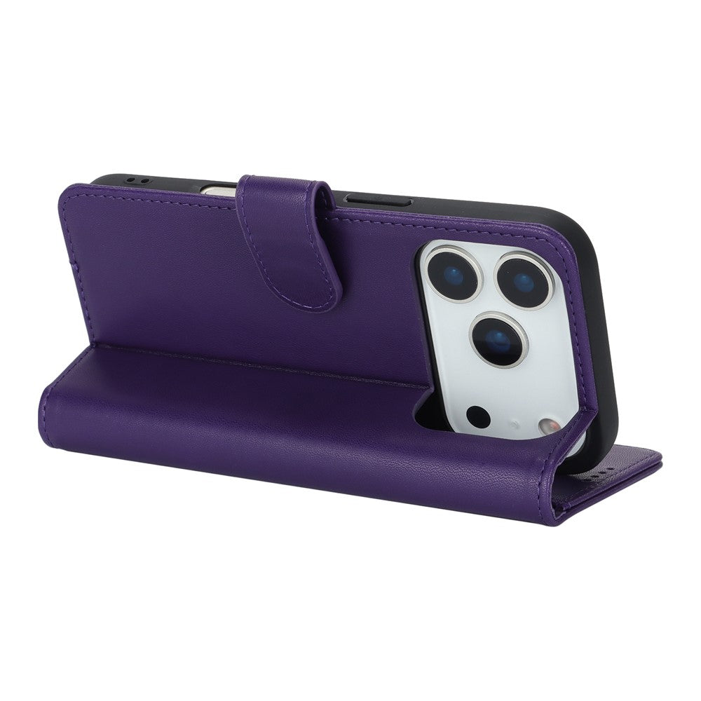 For iPhone 17 Pro Max Stand Case Shockproof Leather Wallet Phone Cover - Dark Purple
