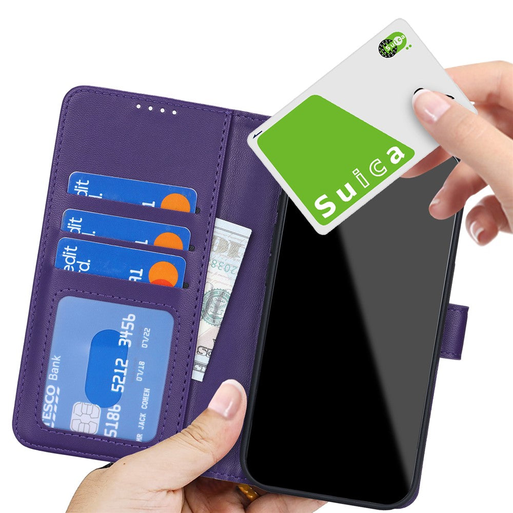 For iPhone 17 Pro Max Stand Case Shockproof Leather Wallet Phone Cover - Dark Purple